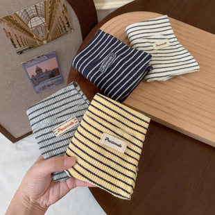 女 纯棉女士小平角运动透气亲肤加长裆四角内裤 美式 复古条纹内裤