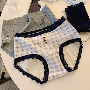 复古学院风内裤 女士日常 女纯棉10A全棉抗菌加长裆蕾丝边纯欲大码