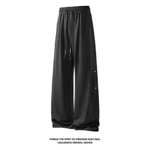 NICE LOOSE潮流新品青少年个性新款休闲裤男生美式打褶铆钉长裤子