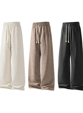 NICE LOOSE潮流新品青少年个性新款休闲裤子时尚新中式仿麻直筒裤