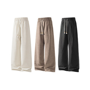 NICE LOOSE潮流新品青少年个性新款休闲裤子时尚新中式仿麻直筒裤