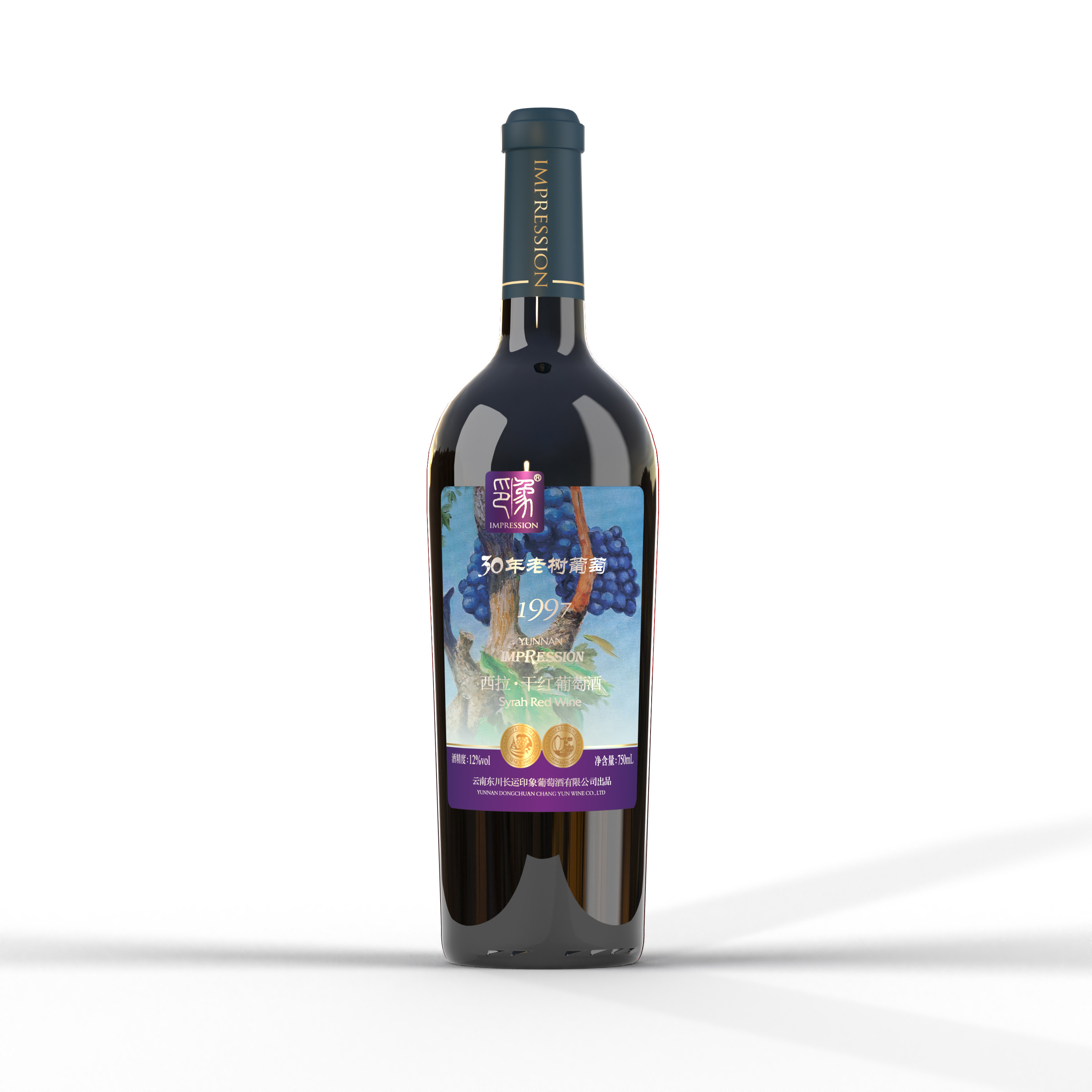 印象西拉干红葡萄酒750ml单瓶干红葡萄酒30年老树
