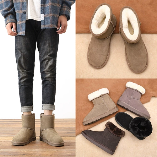 Утепленные удерживающие тепло сапоги, 2024 года, из натуральной кожи, средней длины, популярно в интернете