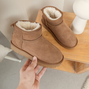 2025新款厚底3cm雪地靴加厚雪地棉鞋冬男女保暖牛筋底加绒面包鞋