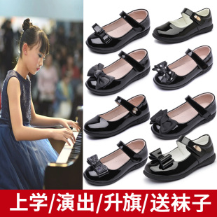 2025新款 英伦风公主鞋 儿童鞋 女软底时尚 子黑色演出小皮鞋 女童皮鞋