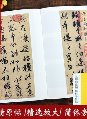 王珣伯远帖陆机平复帖 行草书法集碑帖全貌+高清原碑帖+精选放大毛笔书法字帖 行草书入门临摹教材基本教程 中国碑帖名品南山法帖