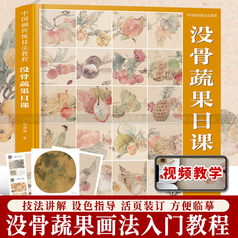 【附教学视频】没骨蔬果日课 中国画传统技法教程 国画初学者入门零基础自学临摹画册画稿美术绘画教材书籍没骨花卉日课同类书籍