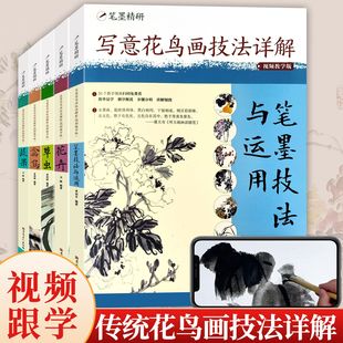 共5册没骨写意花鸟画技法详解全集 视频教学版笔墨技法与运用花卉蔬果草虫禽鸟笔墨精研传统中国水墨画绘画零基础教程临摹画册书籍
