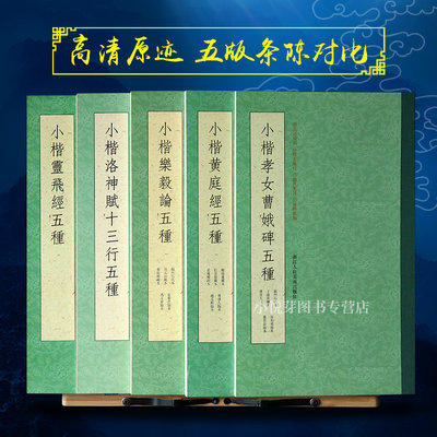 历代名家小楷精品集萃全5册 唐小楷灵飞经五种/小楷洛神赋十三行五种/黄庭经/乐毅论/孝女曹娥碑五种赵孟俯王羲之王宠小楷字帖临摹