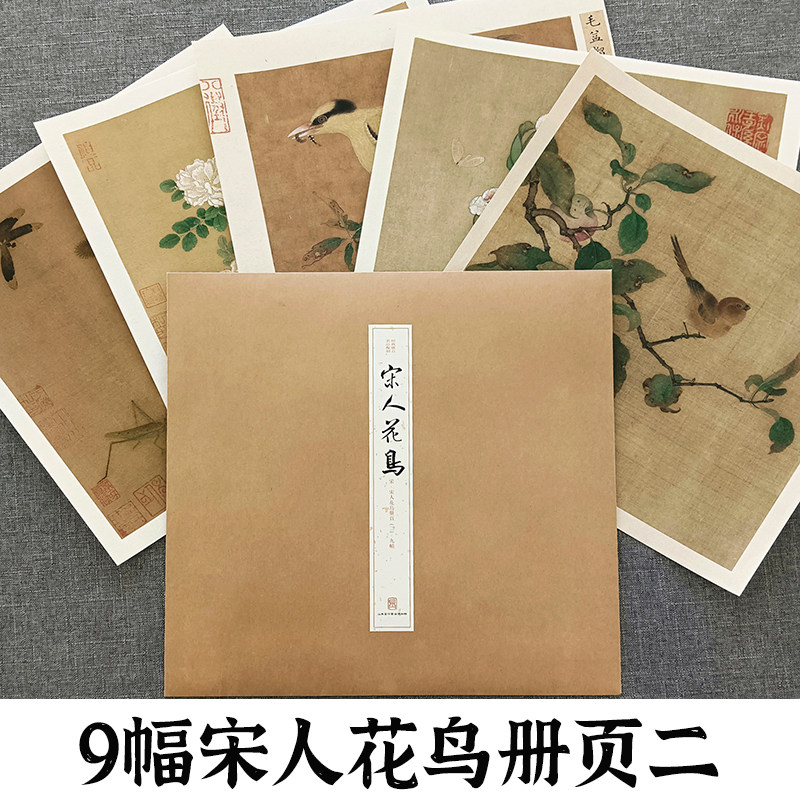 宋人花鸟册页二 经典册页名品复制高清印刷传统中国画水墨画技法教程临摹卡画册挂画画谱宋代经典花卉画绘画画片作品集可装裱画芯