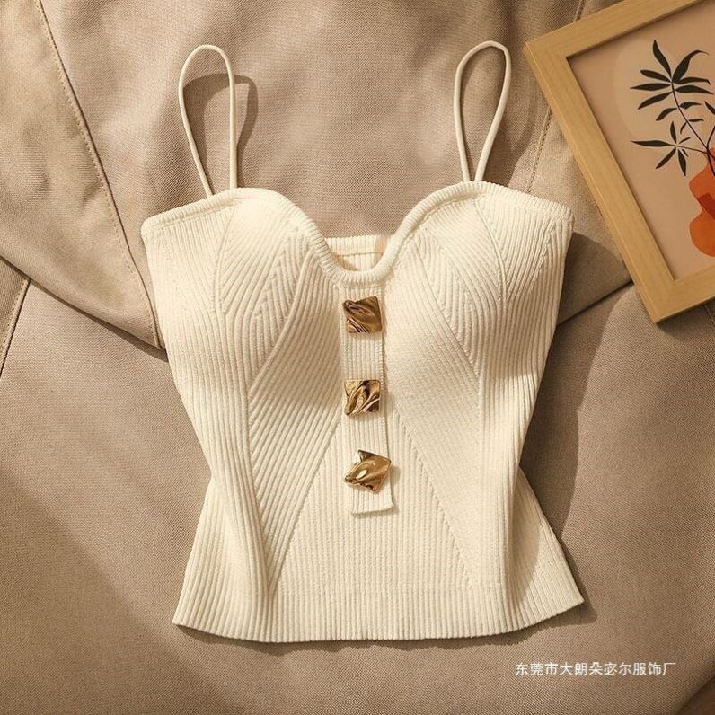 法式针织吊带背女夏内搭性感美背修身打底抹胸上衣外穿无胸垫