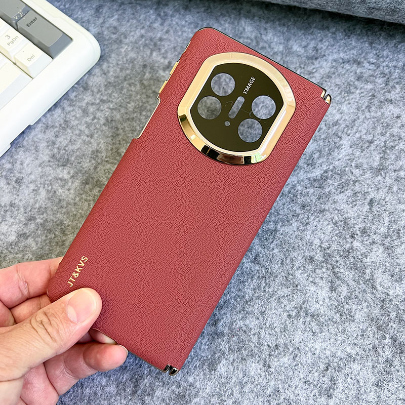 适用华为MateX6手机壳双中轴素皮