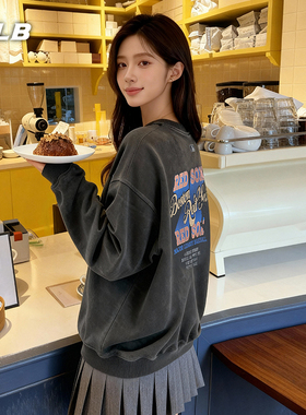 MLB官方 男女情侣宽松百搭复古水洗印花卫衣26春季新款MTV05