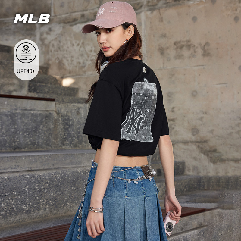 MLB官方 男女同款宽松韩系轻薄老花防晒短袖T恤26夏季耐穿TSM07 - 实物图