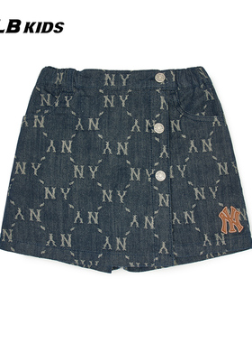 MLB官方女童潮奢复古个性吸睛钻石老花牛仔短裙25春夏新款SKMD1