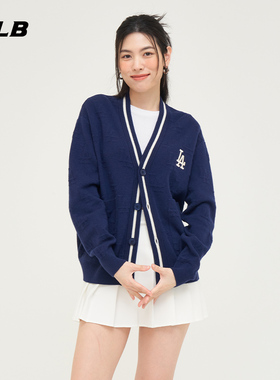 MLB官方 男女情侣立体浮雕老花撞色针织开衫外套春夏KCM03