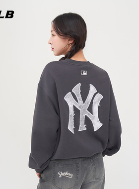 MLB官方男女情侣复古老花大logo时尚长袖圆领卫衣25春夏新款MTM08