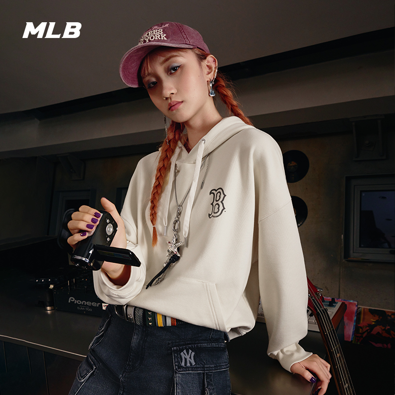 MLB官方男女情侣时尚潮流印花图案连帽套头卫衣25秋季新款HDB13