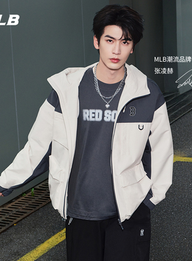 MLB官方 张凌赫同款复古圆领运动休闲拼接长袖T恤25秋季新款TSB08