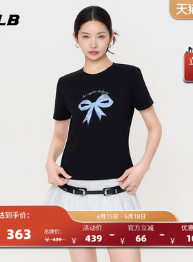 MLB官方 女款潮流百搭甜美蝴蝶结印花修身T恤26夏季新款时尚TSN68