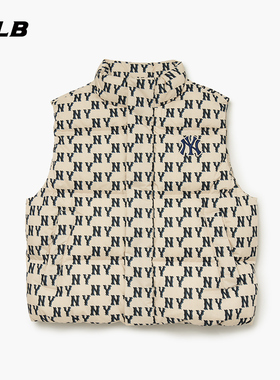 MLB官方 男女情侣老花满印羽绒马甲运动休闲潮冬季DVM01