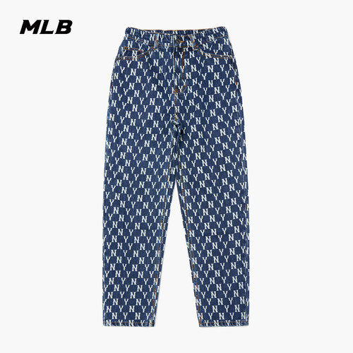 MLB男女复古老花牛仔裤