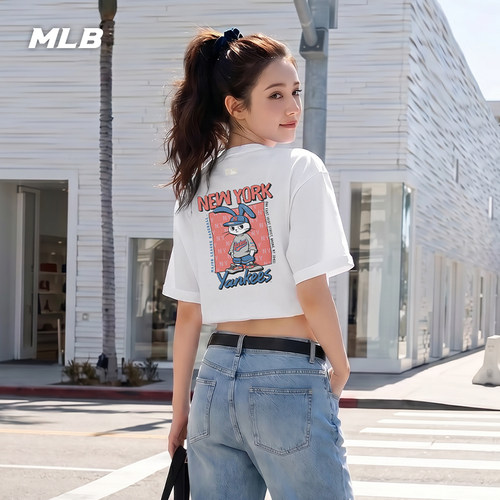 MLB官方 男女同款百搭潮趣萌兔印花宽松T恤26夏季新款TSN73/TSN74