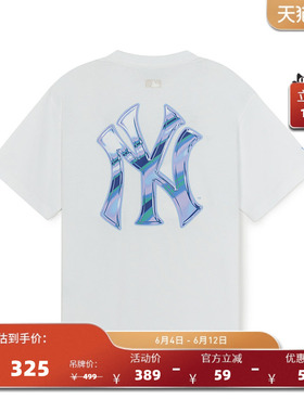 MLB官方 男女情侣复古印花潮流背标短袖百搭T恤夏季新款TSB63