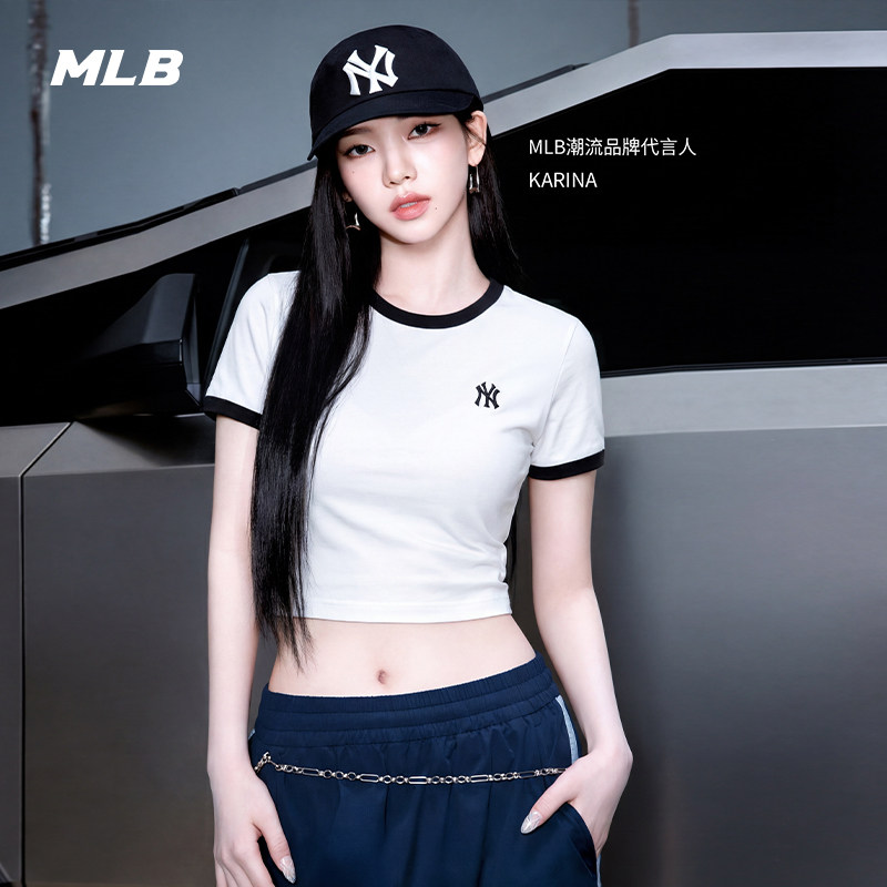 MLB官方 KARINA同款休闲运动修身撞色百搭短袖T恤26夏季新款TSB02