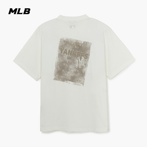 MLB官方 男女同款休闲复古宽松刺绣LOGO渐变老花背标T恤TSM08