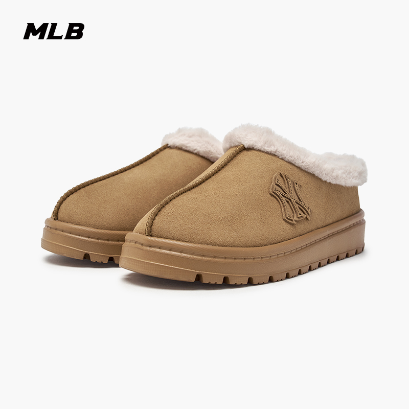 MLB官方男女情侣时尚百搭加绒舒适绒毛半拖穆勒靴25冬季新款WBCS1