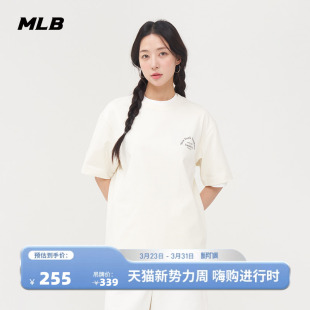 新款 MLB官方 休闲T恤夏季 圆领时尚 TSB41 男女情侣纯色宽松短袖