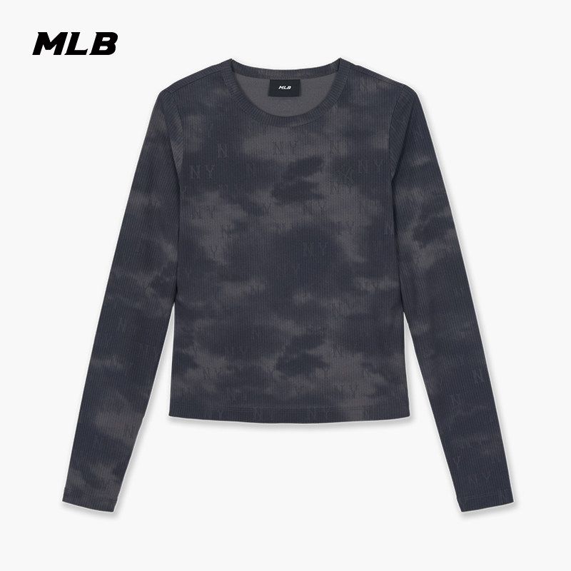 MLB女款复古扎染老花修身长袖T恤图片
