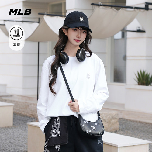 MLB官方 男女同款百搭纯色休闲小标凉感长袖T恤26夏季新款TSB01