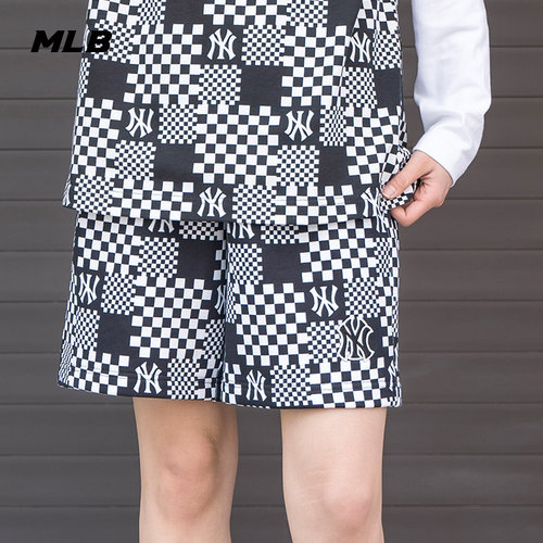 MLB官方男女情侣棋盘格运动短裤