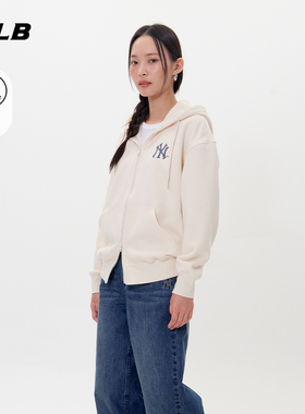 MLB官方男女情侣复古印花保暖加绒连帽卫衣外套25冬季新款TRV02