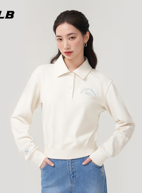 MLB官方 女款学院风运动休闲polo领时尚套头卫衣25春夏新款MTV11