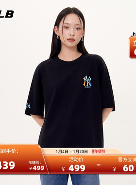 MLB官方 男女情侣休闲百搭短袖潮流渐变背标T恤25秋季新款TSB07