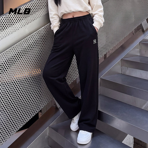 MLB官方 男女同款宽松简约百搭纯色小标休闲长裤26秋季新款PTB02