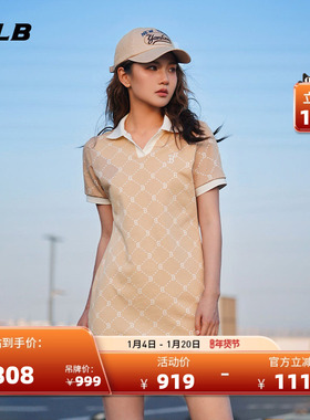 MLB官方 女款polo领满印钻石老花时尚运动连衣裙25夏季新款OPM04