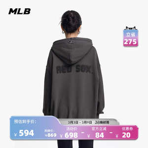 MLB官方男女情侣时尚复古水洗做旧连帽休闲卫衣春夏新款HDB07