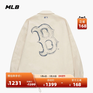 MLB官方男女情侣潮流背标大LOGO百搭教练夹克外套25秋季新款JPB12