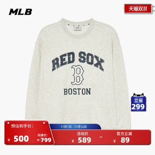 MLB官方男女情侣学院风加绒圆领运动长袖 MTV04 卫衣宽松休闲冬季