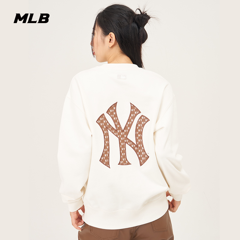 MLB官方 男女情侣复古老花logo套头卫衣休闲时尚23新款MTM12