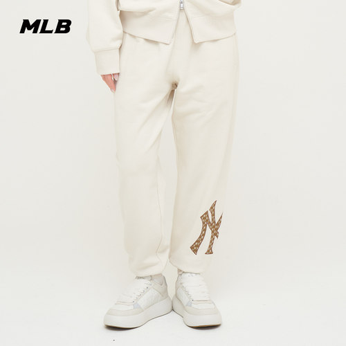 老花束脚裤MLB24新款男女情侣