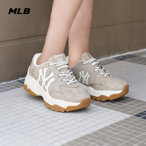 MLB官方韩系男女情侣复古大LOGO百搭厚底运动老爹鞋通勤春夏SHVT3