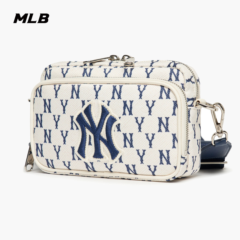 复古老花情侣斜挎包休闲MLB