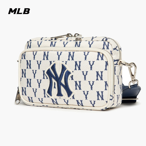 复古老花情侣斜挎包休闲MLB