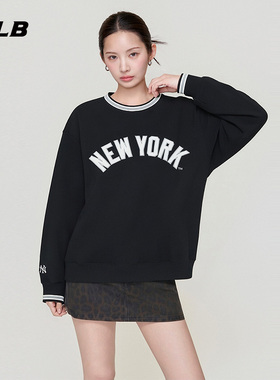 MLB官方 男女款休闲时尚潮流学院风圆领斜肩卫衣26春季新款MTV18