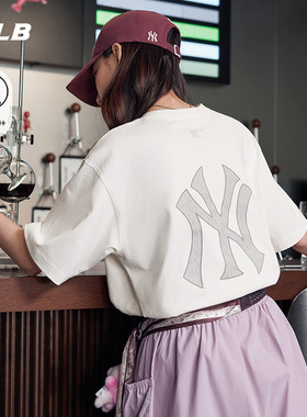 MLB官方 男女同款老花大LOGO短袖休闲圆领T恤26春季新款TSM04